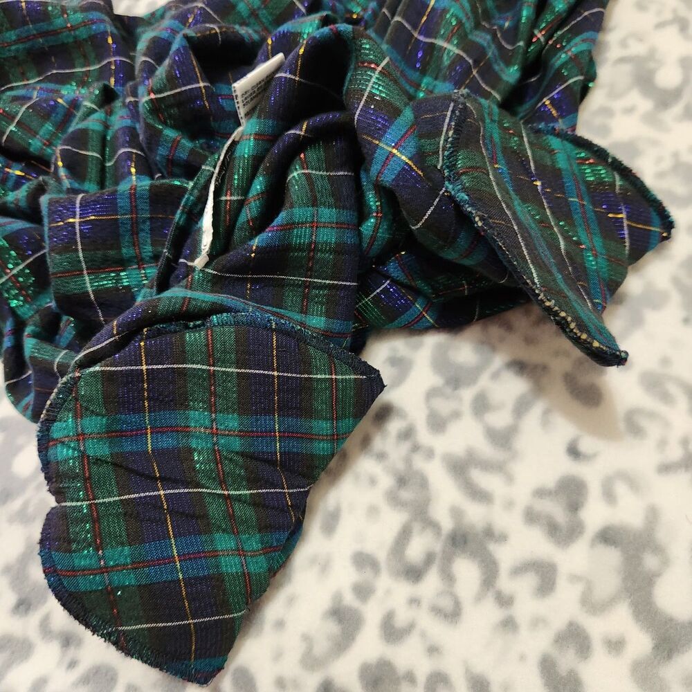 Victoria Jones Tunic Top Size 1X Green Metallic Front Buttons Plaid - Picture 13 of 15